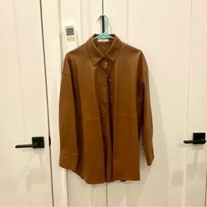 Leather shirt jacket